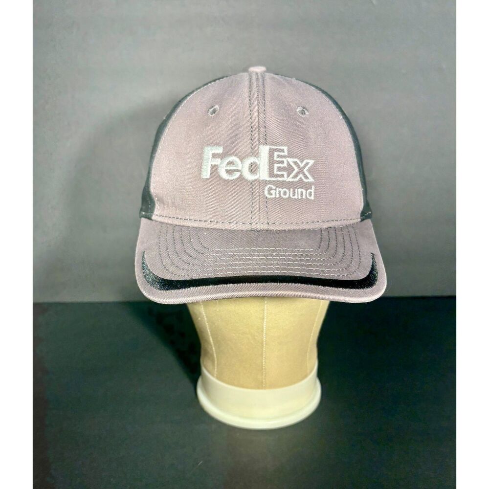 FedEx Ground Embroidered Baseball Cap Adjustable Strapback Black Gray Hat